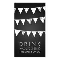 Elegant Drink Voucher Love Bunting Monogram Black Business Card