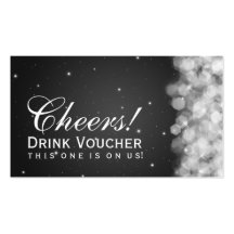 Elegant Drink Voucher Party Sparkle Black Business Card