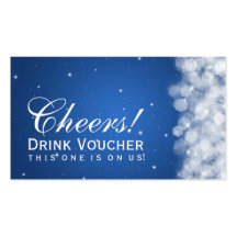 Elegant Drink Voucher Party Sparkle Blue Business Card Templates