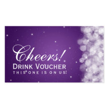 Elegant Drink Voucher Party Sparkle Purple Business Cards