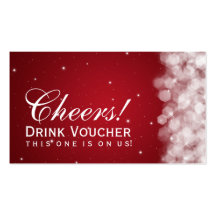 Elegant Drink Voucher Party Sparkle Red Business Cards