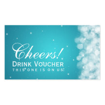 Elegant Drink Voucher Party Sparkle Turquoise Business Card Template