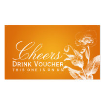 Elegant Drink Voucher Poppy Orange Business Card Templates