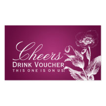 Elegant Drink Voucher Poppy Pink Berry Business Cards