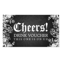 Elegant Drink Voucher Victorian Flourish Black business cards