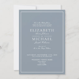 Elegant Dusty Blue Classic Script Wedding Invitation Zazzle