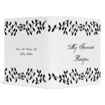 Elegant Ebony Leaves Recipe Book 3 Ring Binders