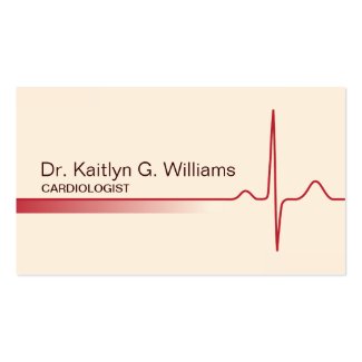 Elegant ECG wave cardiologist business card