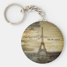 elegant effiel tower vintage paris wedding key chain