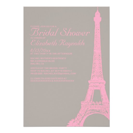 Elegant Eiffel Tower Bridal Shower Invitations