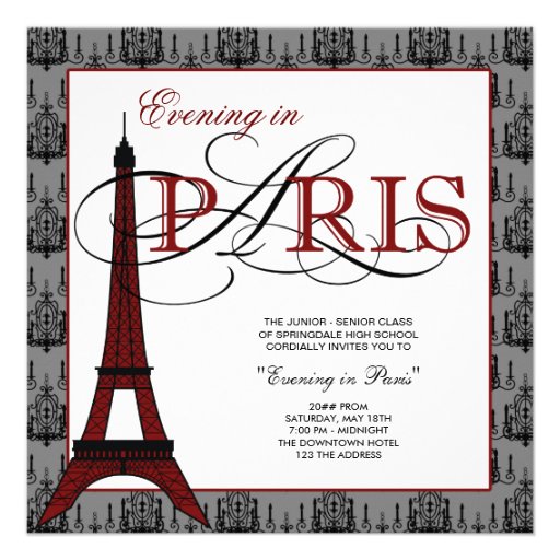 Elegant Eiffel Tower Paris Prom Invitations