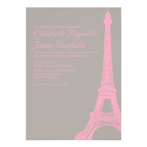 Elegant Eiffel Tower Wedding Invitations
