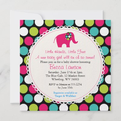 Elegant Elephant Polkadots Baby Shower Invitations
