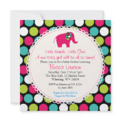 Elegant Elephant Polkadots Baby Shower Invitations