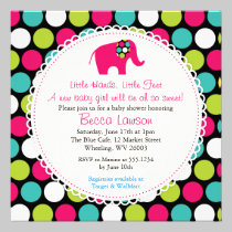 Elegant Elephant Polkadots Baby Shower Invitations invitations