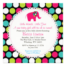 Elegant Elephant Polkadots Baby Shower Invitations