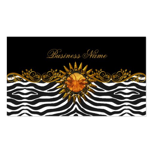 Elegant Elite Classy Black Gold Zebra Animal Business Card Template (front side)