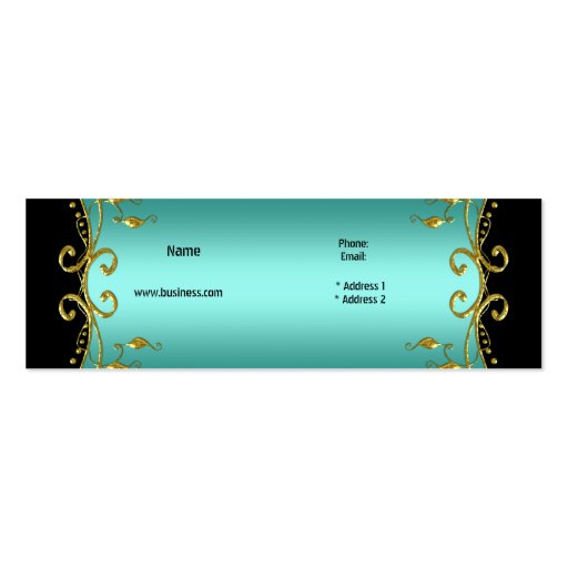 Elegant Elite Classy Teal Blue Black Gold Business Card Template (back side)