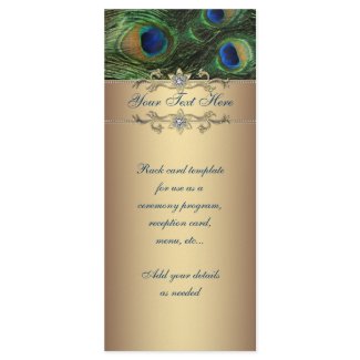Elegant Emerald Green Gold Peacock Rack Card