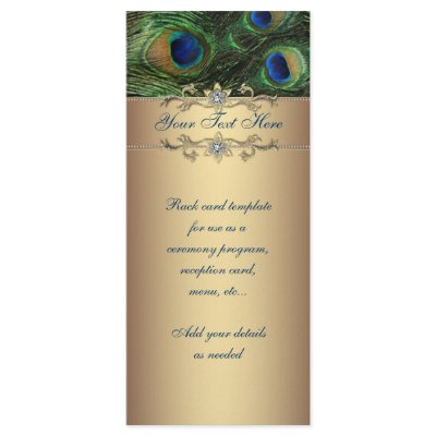Elegant Emerald Green Gold Peacock Rack Card
