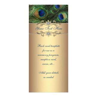 Elegant Emerald Green Gold Peacock Rack Card