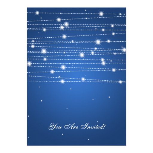 Elegant Engagement Party Sparkling Lines Sapphire Custom Announcements
