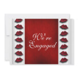 Elegant engagement red lips fun custom invitations