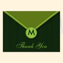 Elegant Envelope Monogram Evergreen Thank You Card cards