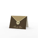 Elegant Envelope Monogram Mocha Thank You Card