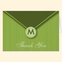 Elegant Envelope Monogram Teal Thank You Card cards