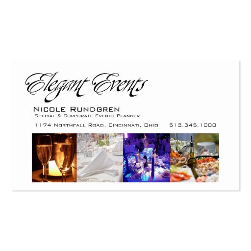 "Elegant Events" - Distinctive, Classy, Chic, Glam Business Cards (back side)