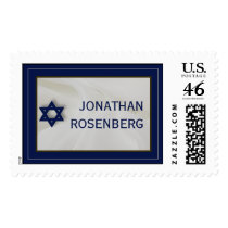 Elegant Fabric Bar Mitzvah Stamp in Navy