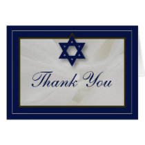 Elegant Fabric Bar Mitzvah Thank You Card Navy cards