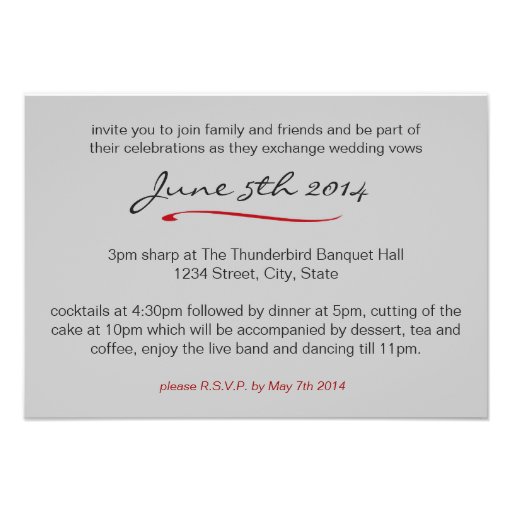 Elegant Fade Out Red Rose Black and White Wedding Personalized Invites