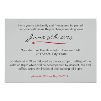Elegant Fade Out Red Rose Black and White Wedding Personalized Invites