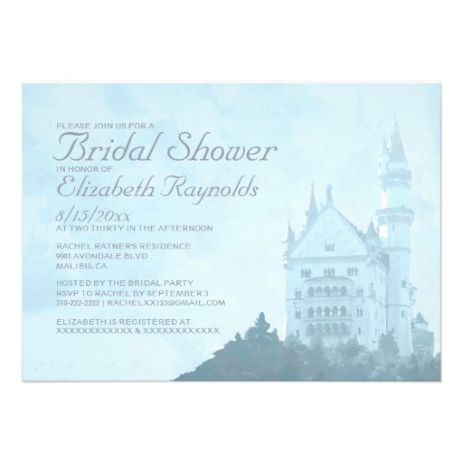 Elegant Fairytale Castle Bridal Shower Invitations