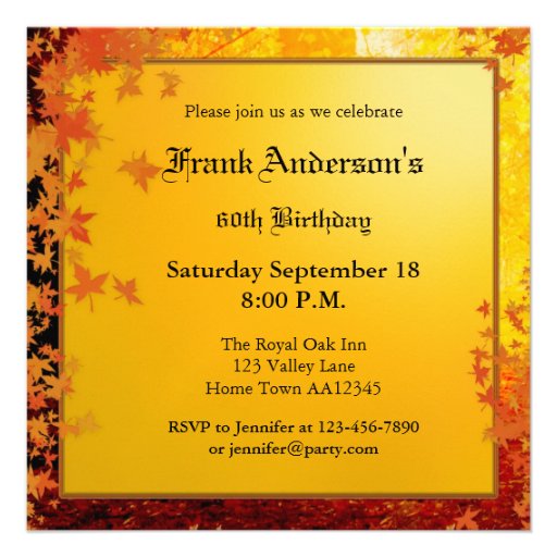 Elegant Fall Birthday Party Invitation