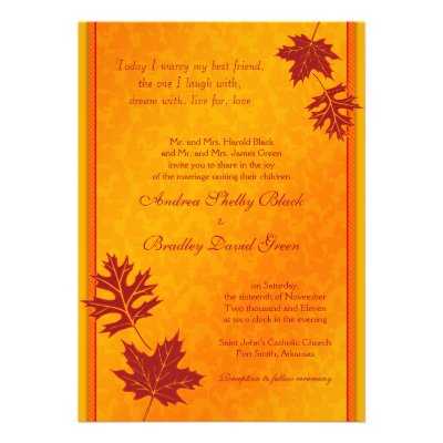 Elegant Fall Leaves Wedding Invitation