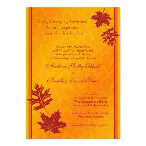 Elegant Fall Leaves Wedding Invitation | Zazzle