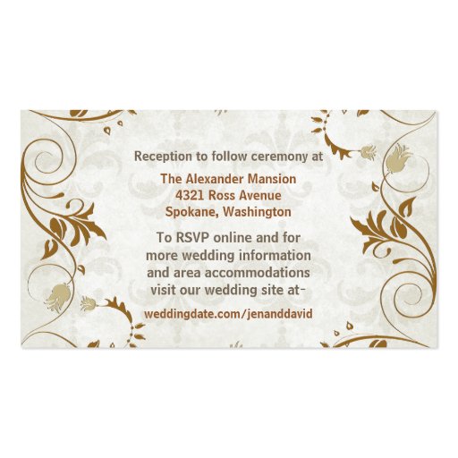 Elegant Fall Wedding enclosure cards Business Cards (front side)