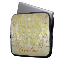 Elegant Fantasy Faux Diamond Gold Frosted Sleeve Laptop Sleeve