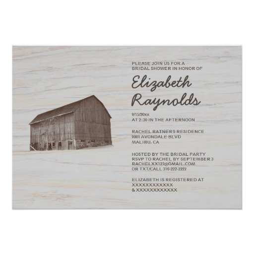 Elegant Farm Bridal Shower Invitations