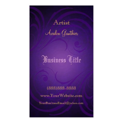 Elegant Fashionista Purple Swirl Business Cards