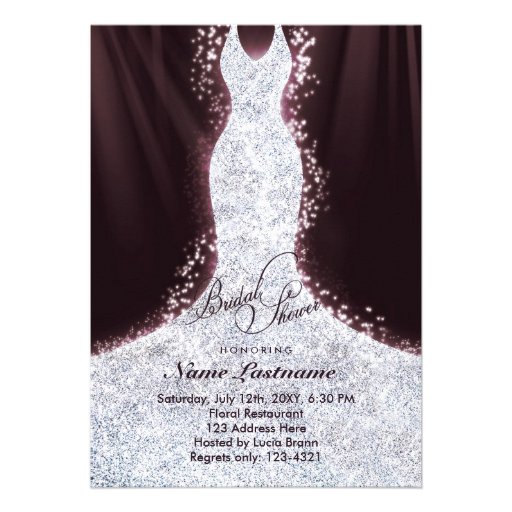 Elegant Faux Glitter Dress Bridal Shower Invite (front side)