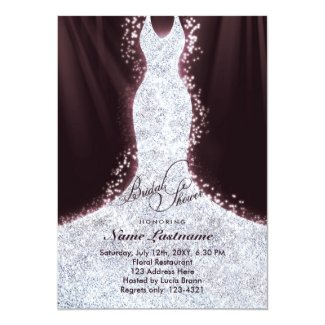 Elegant Faux Glitter Dress Bridal Shower Invite 5" X 7" Invitation Card
