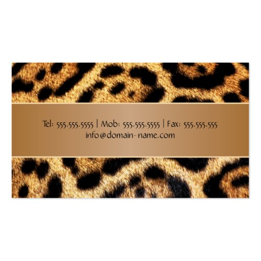 Elegant Faux Leopard Fur Business Cards (back side)