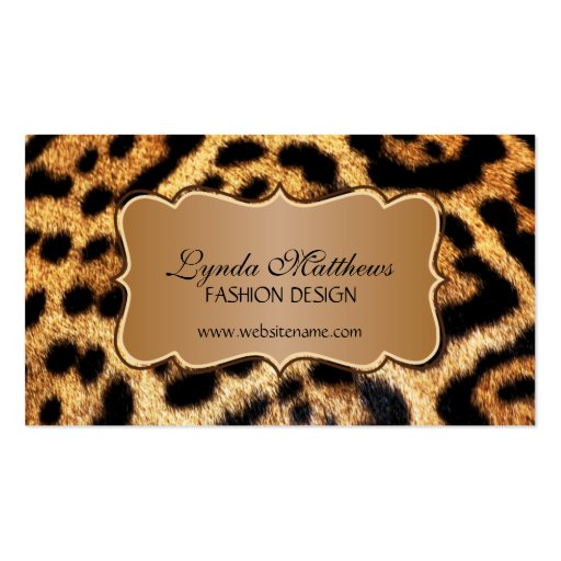 Elegant Faux Leopard Fur Business Cards (front side)