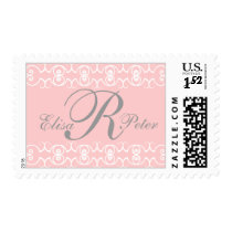 Elegant First Names and Initial Postage Pink White postage