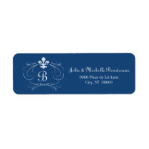 Elegant Fleur de Lis Monogram Custom Return Address Label