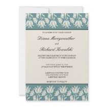 Elegant Floral (Blue & Cream) Wedding Invitations invitations